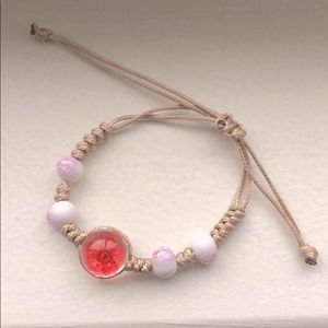 Pink Stone & Flower Bracelet